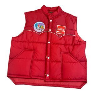 Vintage 1984 Coca-Cola Balloon Fiesta Red Puffer Vest Men’s XL Rare Made in USA